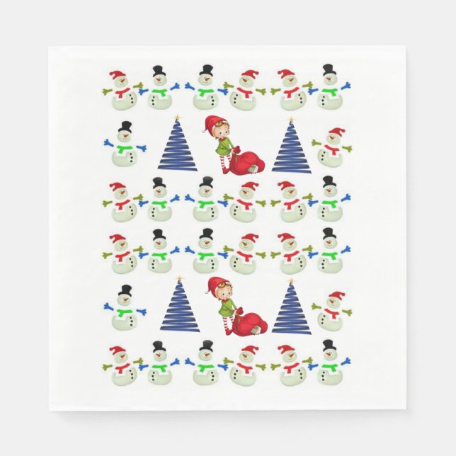Christmas Paper Napkins, Snowman Napkin (Front)