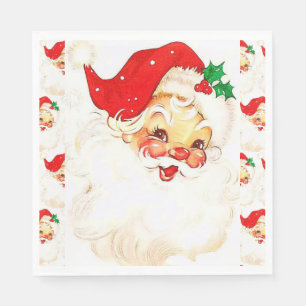 Christmas Paper Napkins, Vintage Santa Napkins