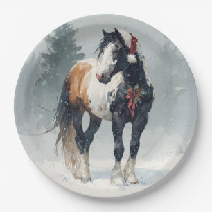 Christmas Paper Plate / Beautiful Paint Horse 