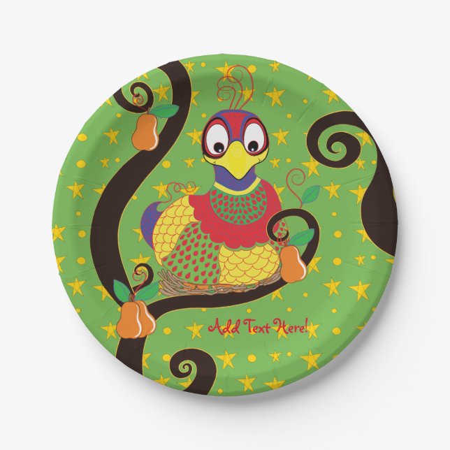Christmas Paper Plate Partridge. Personalise (Front)