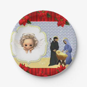 Christmas Paper Plates, Angel, Jesus Christ Plate