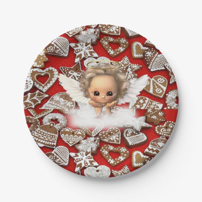 Christmas Paper Plates, Angel Paper Plate (Front)