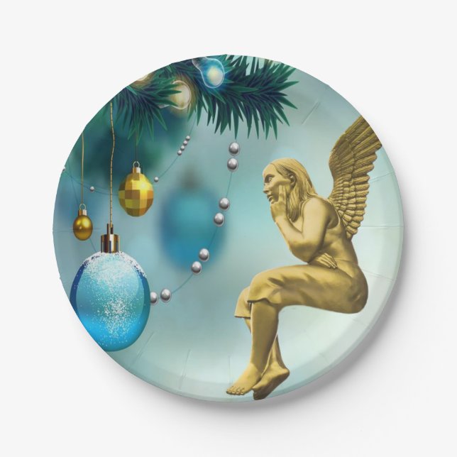 Christmas Paper Plates, Angel Plate (Front)