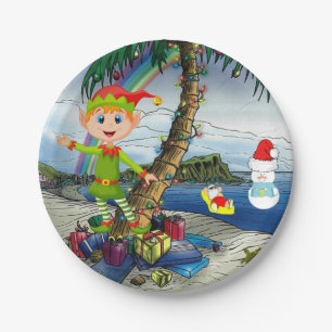 Christmas Paper Plates, Beach Bum Santa Plate