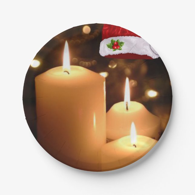 Christmas Paper Plates, Christmas Candle Plate (Front)
