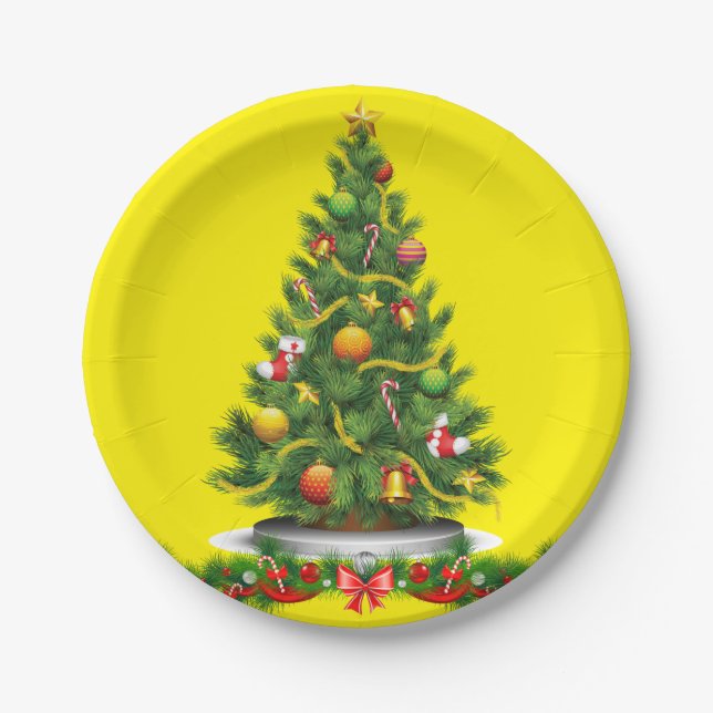 Christmas Paper Plates, Christmas Tree Plate (Front)