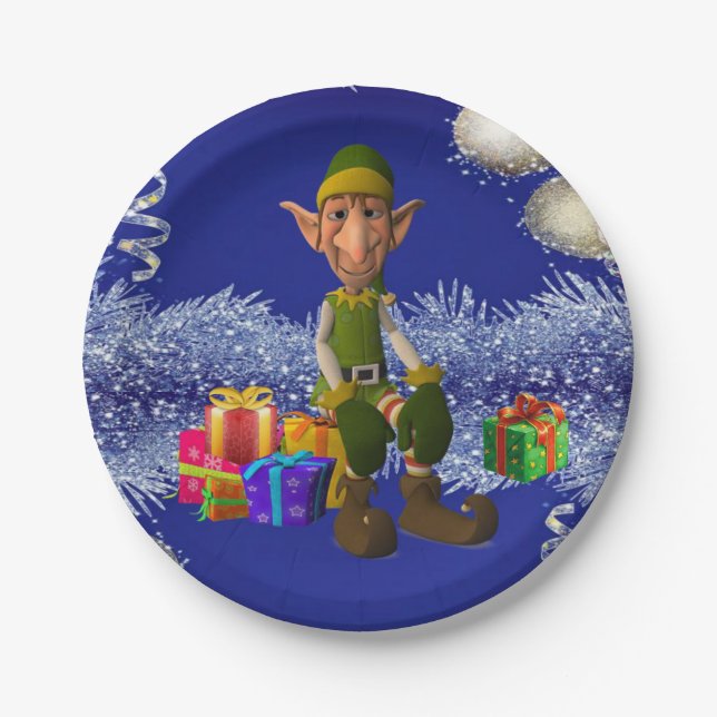 Christmas Paper Plates, Elf Paper Plate (Front)