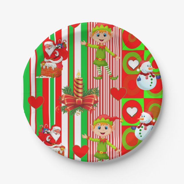Christmas Paper Plates, Elf Paper Plate (Front)