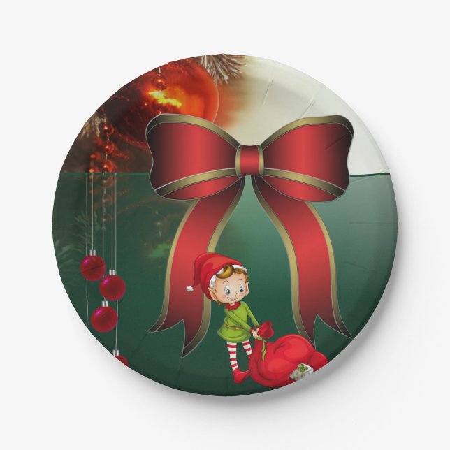 Christmas Paper Plates, elf Paper Plate (Front)