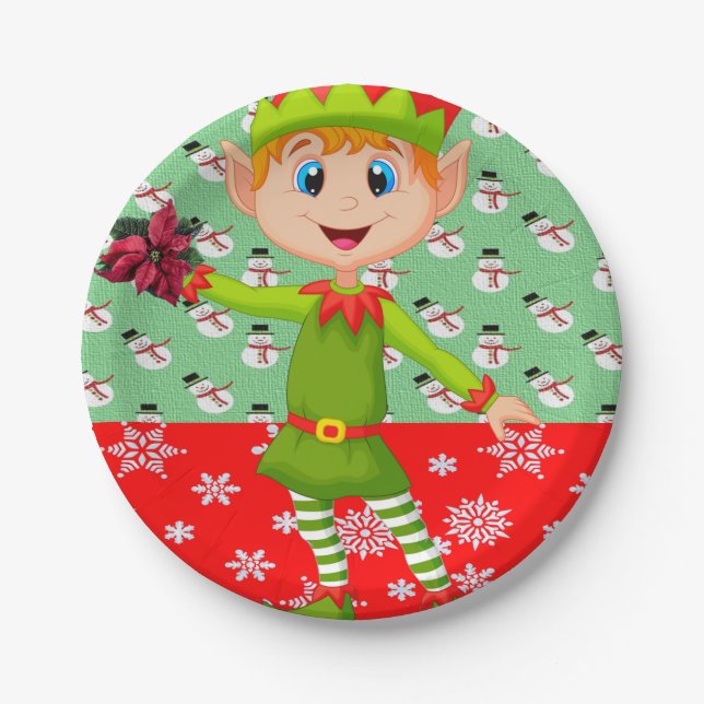 Christmas Paper Plates, Elf Paper Plate (Front)