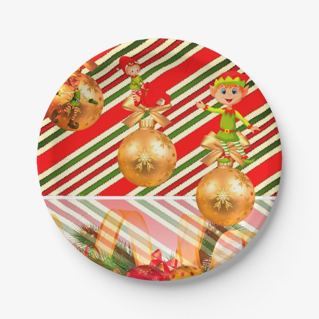 Christmas Paper Plates, elf Plate (Front)