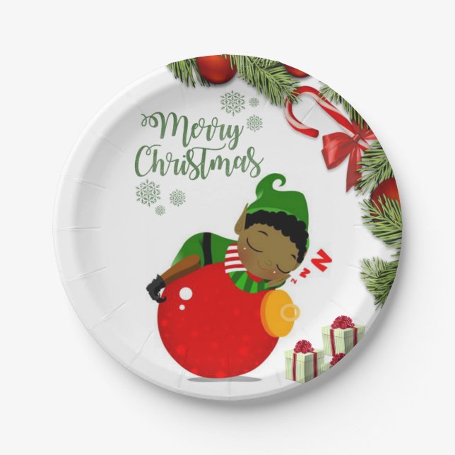 Christmas Paper Plates, elf Plate (Front)