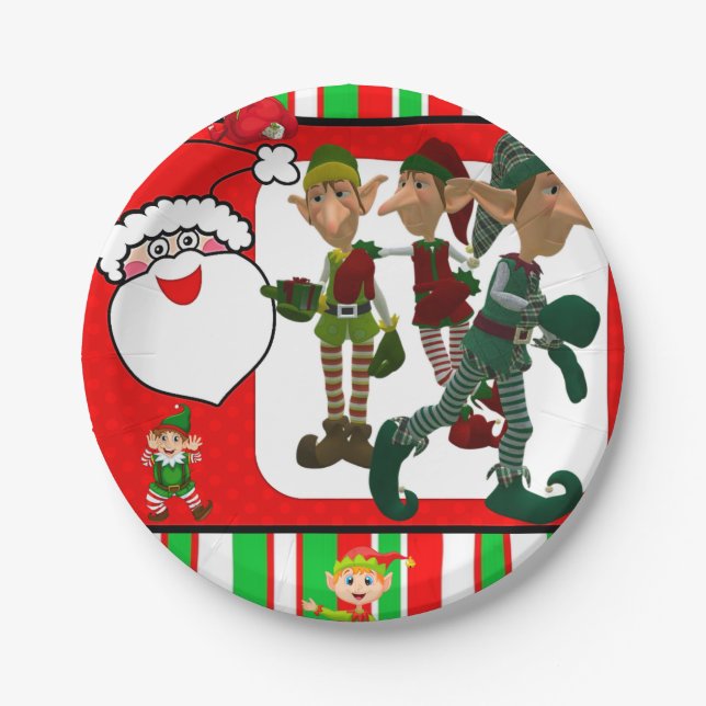Christmas Paper Plates, Elf Plate (Front)
