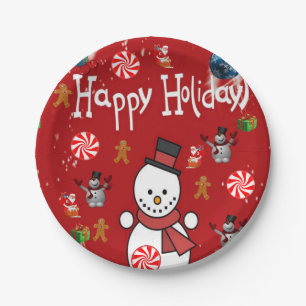 Christmas Paper Plates, Happy Holidays Paper Plate