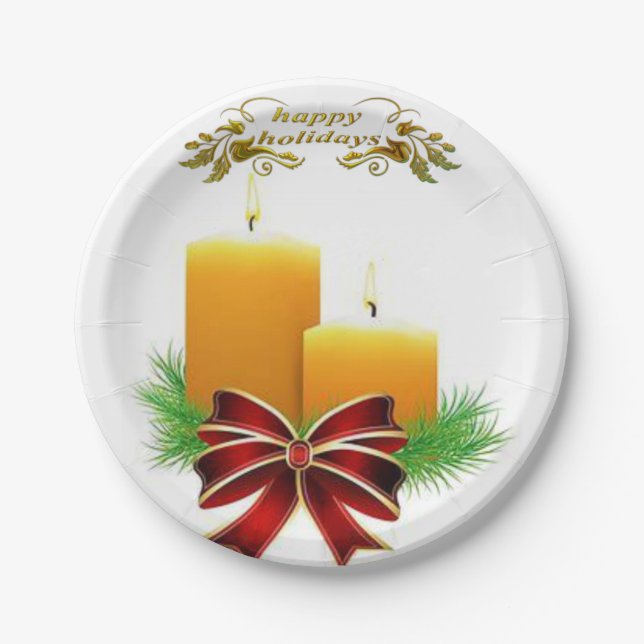 Christmas Paper Plates, Happy Holidays Plate (Front)