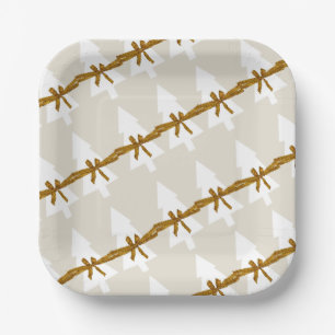 Christmas Paper Plates, Merry Christmas Beige Bows Plate