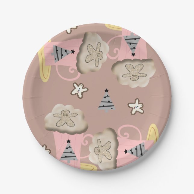 Christmas Paper Plates, Merry Christmas Coffee  Paper Plate (Front)