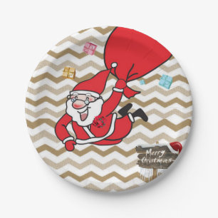Christmas Paper Plates, Merry Christmas, Santa Paper Plate