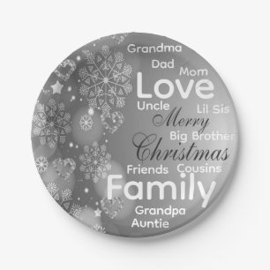 Christmas Paper Plates, Merry Christmas Silver Plate