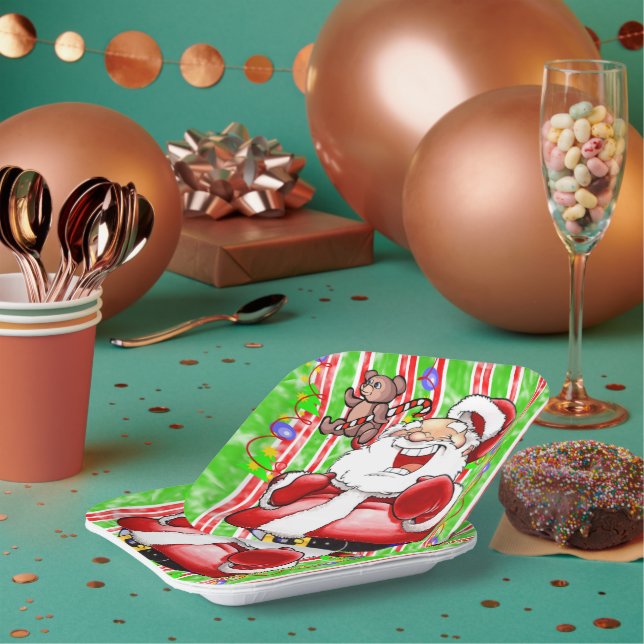 Christmas Paper Plates, Merry Teddy Bear Paper Plate (Multi)