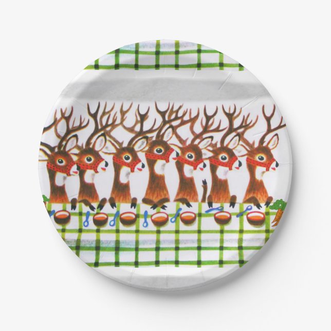 Christmas Paper Plates, Reindeer Plate (Front)