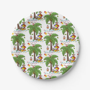 Christmas Paper Plates, Santa Claus Beach Bum  Plate