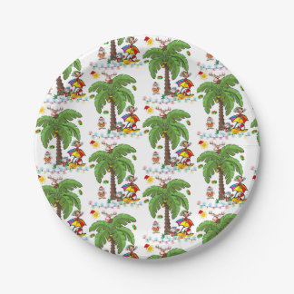 Christmas Paper Plates, Santa Claus Beach Bum Plate