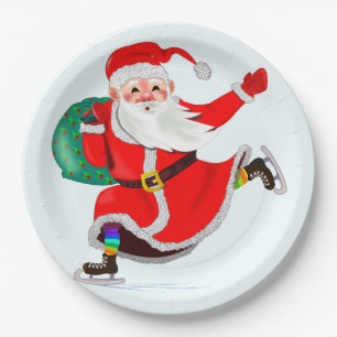 Christmas Paper Plates Santa Claus with Gifts