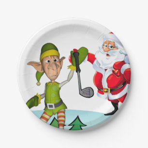 Christmas Paper Plates, Santa Golf Plate