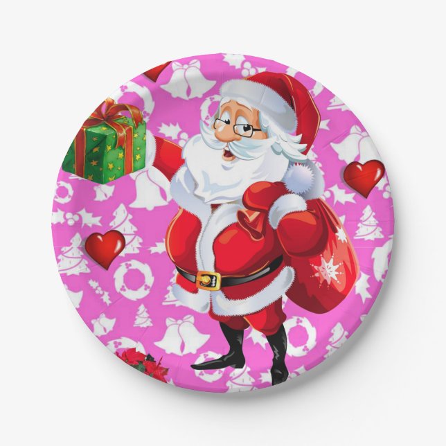 Christmas Paper Plates, Santa Plate (Front)