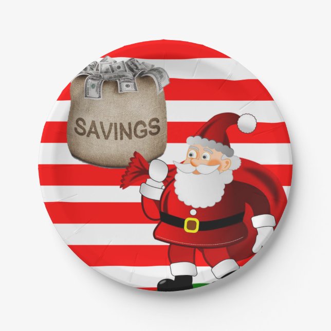 Christmas Paper Plates, Santa Plate (Front)