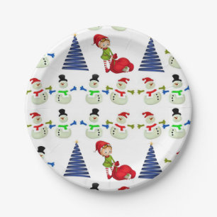 Christmas Paper Plates, Snowman Plate