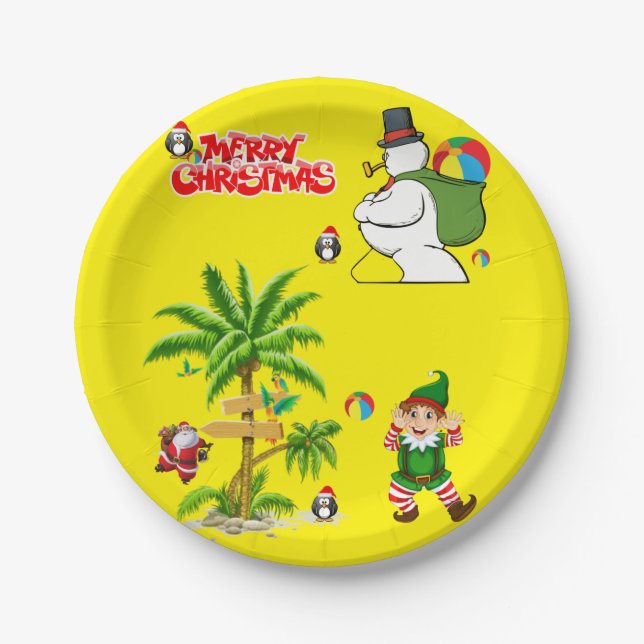 Christmas Paper Plates, Snowman Plate (Front)