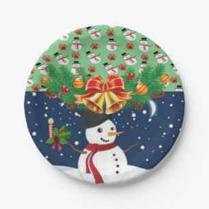 Christmas Paper Plates, Snowman Plate