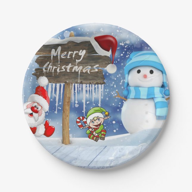 Christmas Paper Plates, Snowman Plate (Front)