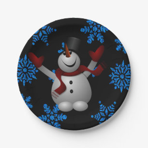 Christmas Paper Plates, Snowman Plate
