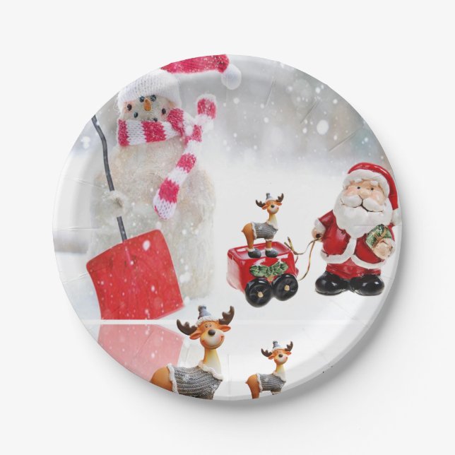 Christmas Paper Plates, Snowman Plate (Front)