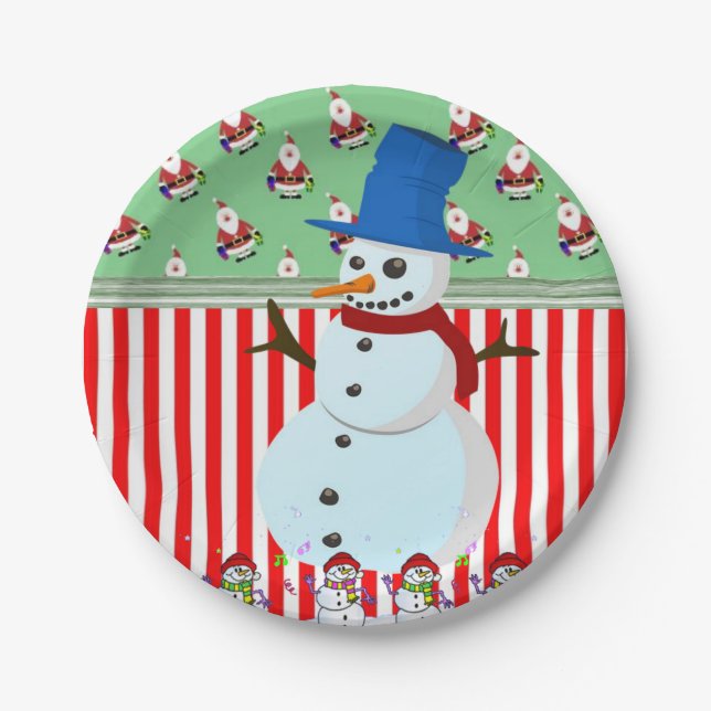 Christmas Paper Plates, Snowman Plate (Front)