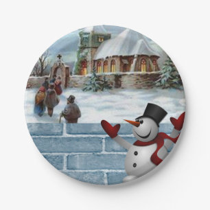 Christmas Paper Plates, Snowman Plate