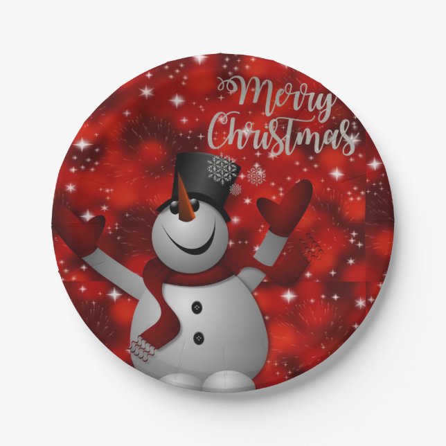 Christmas Paper Plates, Snowman Plate (Front)
