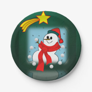 Christmas Paper Plates, Snowman Plate