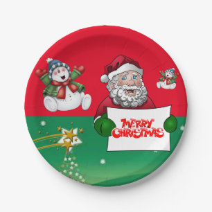 Christmas Paper Plates, Snowman Plate