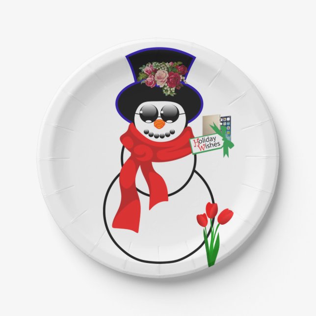 Christmas Paper Plates, Snowman Plate (Front)