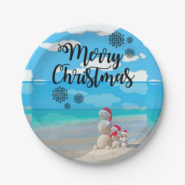 Christmas Paper Plates, Snowman Plate (Front)