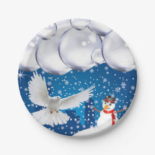 Christmas Paper Plates, Snowman Plate