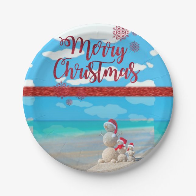Christmas Paper Plates, Snowman Plate (Front)