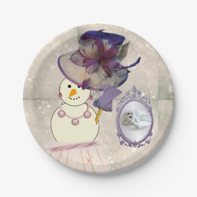 Christmas Paper Plates, Snowman Plate (Front)