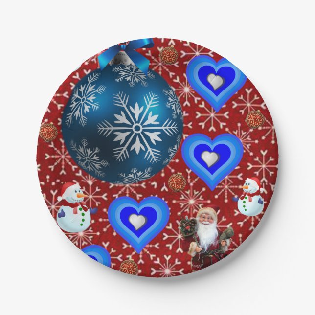 Christmas Paper Plates, Snowman Plate (Front)