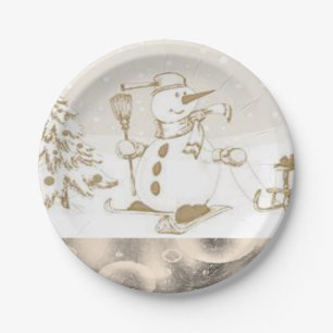 Christmas Paper Plates, Snowman Plate