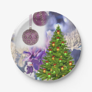 Christmas Paper Plates, Snowman Plate